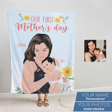 Load image into Gallery viewer, First mother’s day personalized throw blanket
