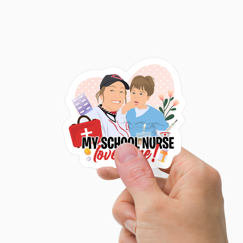 My School Nurse Loves Me Sticker Personalized