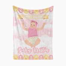 Load image into Gallery viewer, Personalized Baby girl throw blanket with name
