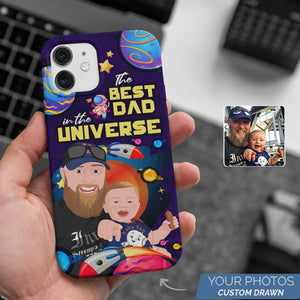 Personalized Custom Drawn Best Dad in the Universe Phone Cases with Photos