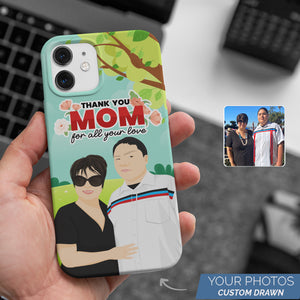 Personalized Custom Drawn Thank You Mom Phone Cases with Photos