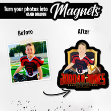 Load image into Gallery viewer, Personalized Magnets for School Sports Football Name and Year
