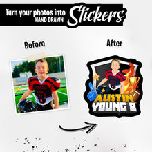 Load image into Gallery viewer, Personalized Stickers for Name Number Sports Picture
