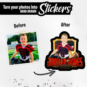 Personalized Stickers for School Sports Football Name and Year