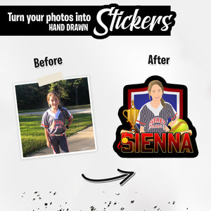 Personalized Stickers for Softball player name
