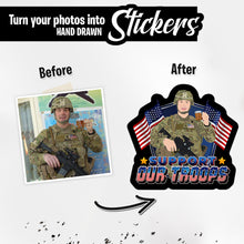 Load image into Gallery viewer, Personalized Stickers for Support Our Troops USA
