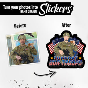 Personalized Stickers for Support Our Troops USA