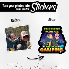 Load image into Gallery viewer, Personalized Stickers for The Best Memories Are Made Camping
