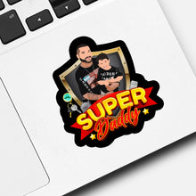 Load image into Gallery viewer, Personalized Super Daddy Sticker designs customize for a personal touch
