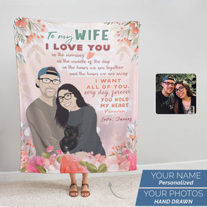 Personalized To My Wife Letter fleece blanket