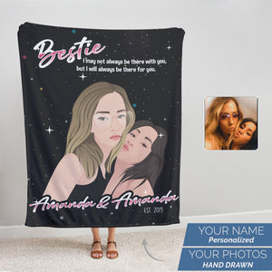 Personalized custom BFF photos and names fleece blanket