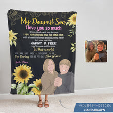 Load image into Gallery viewer, Personalized custom blanket Love Mom to Son
