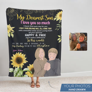 Personalized custom blanket Love Mom to Son