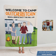 Load image into Gallery viewer, Personalized family camping fleece blanket
