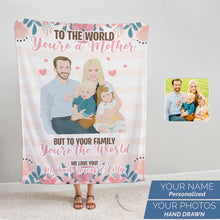 Load image into Gallery viewer, Personalized family love Mom throw blanket
