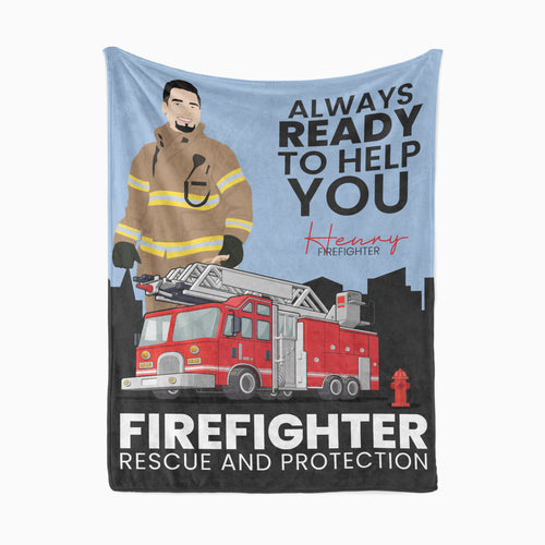 Personalized firefighter fleece blanket