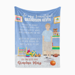 Personalized grandson throw blanket from grandma