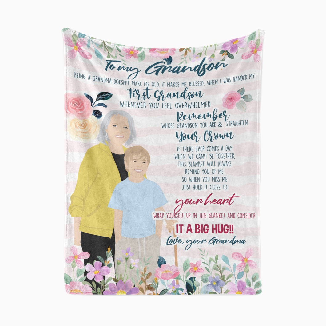 Personalized grandson throw blanket from nana