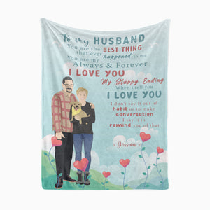 Personalized hand drawn photo blanket for husband