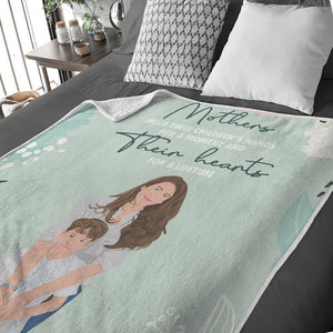Personalized illustration hand drawn fleece blanket for Mother’s day