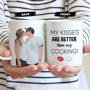 Personalized mugs of a kissing couple