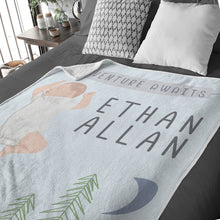 Load image into Gallery viewer, Personalized throw blanket Adventure Awaits Baby
