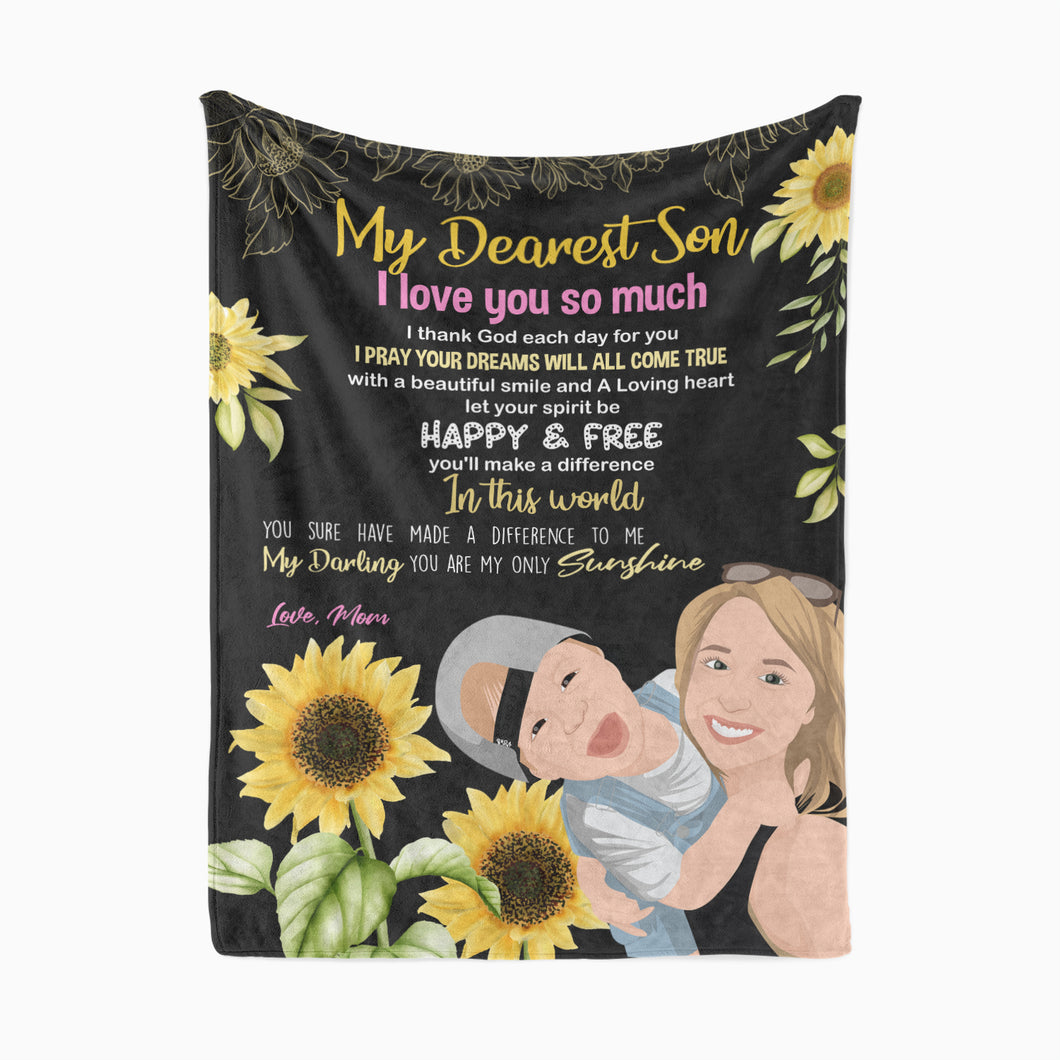 Personalized throw blanket Love Mom to Son