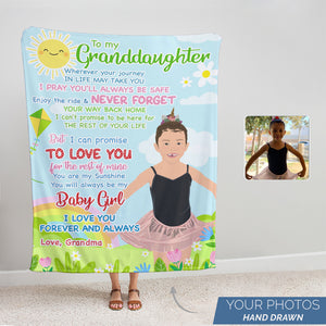 Personalized throw blanket from grandma to granddaughter 