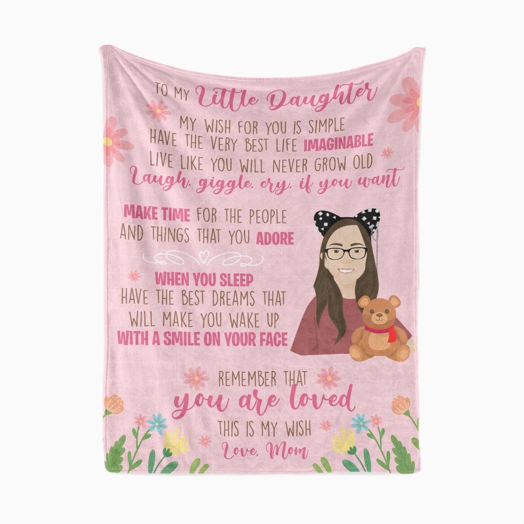 Personalized throw blanket from mom to daughter
