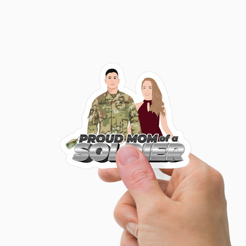 Proud Mom of A Soldier Stickers Personalized