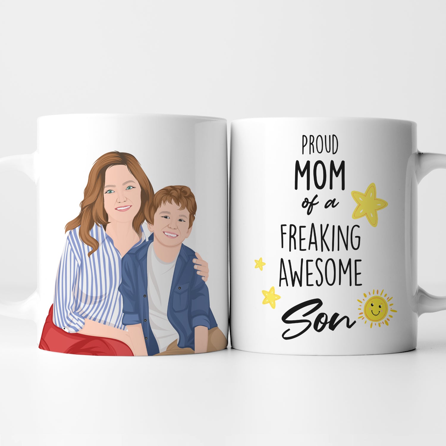 Proud Mom of Freaking Awesome Son Mug Personalized – Personalized Drawing  Gifts