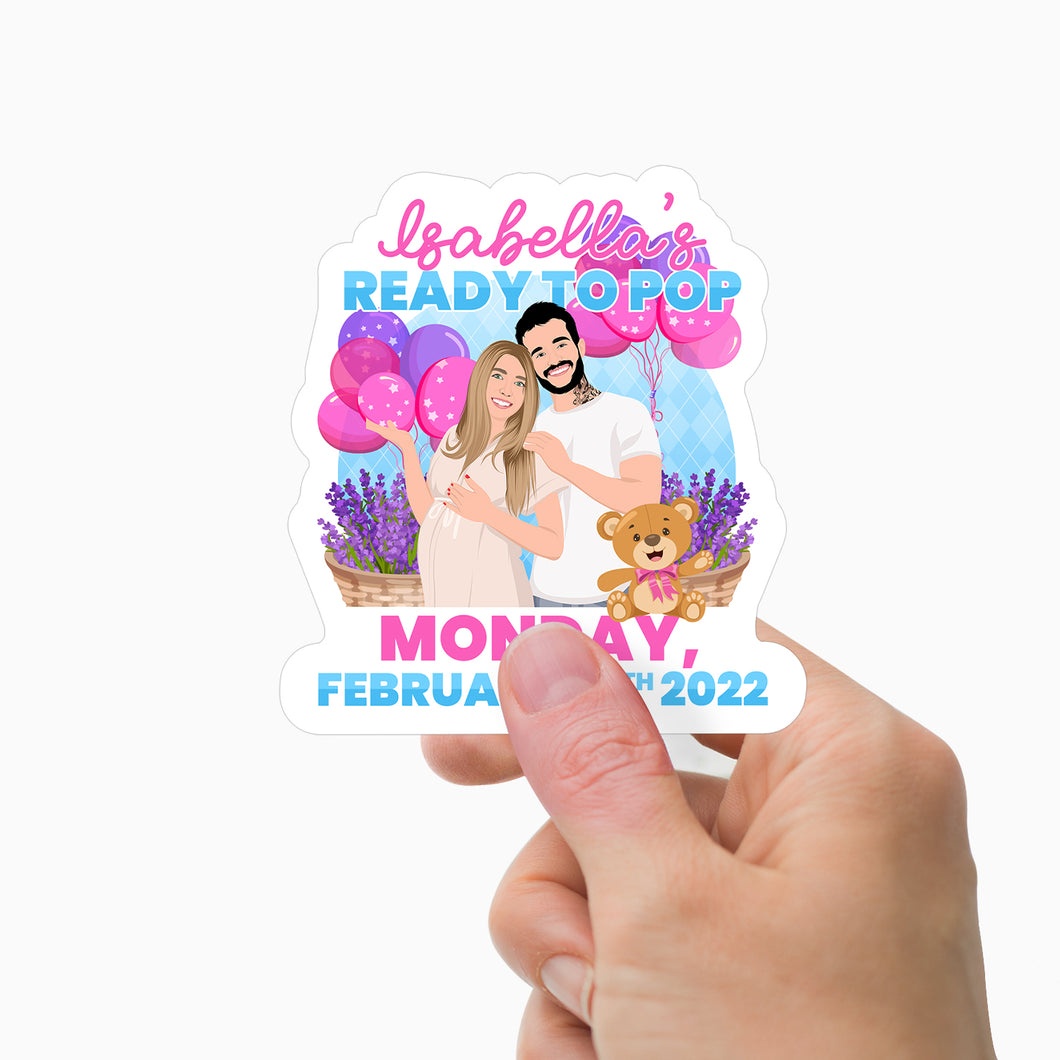 Ready to Pop Baby Shower Invitation Sticker Personalized