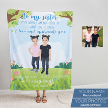 Load image into Gallery viewer, Personalized Sisters Photo Collage Fleece Blanket
