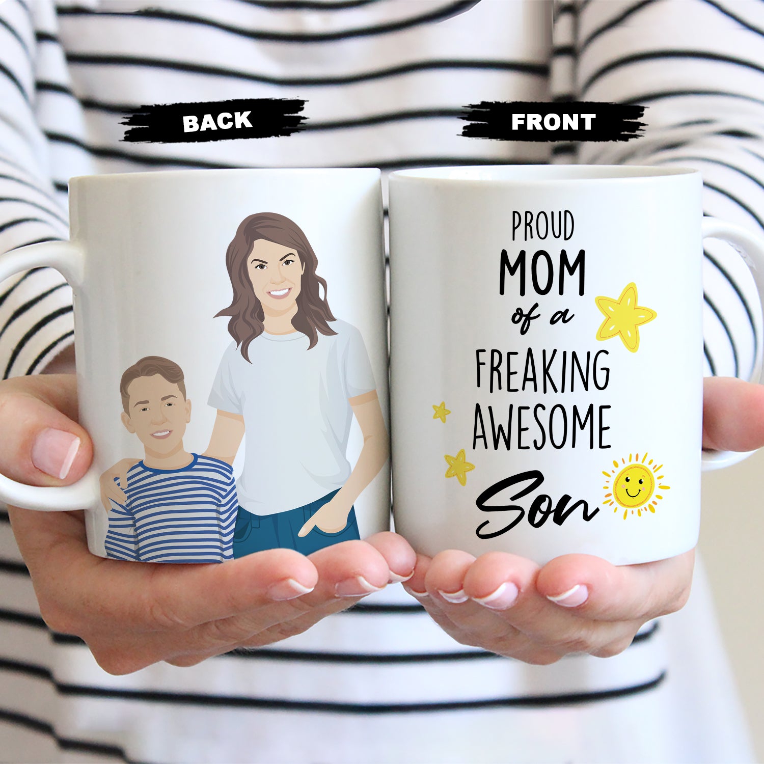 Proud Mom of Freaking Awesome Son Mug Personalized – Personalized