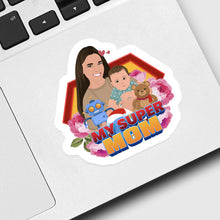 Load image into Gallery viewer, Super Mom Sticker designs customize for a personal touch
