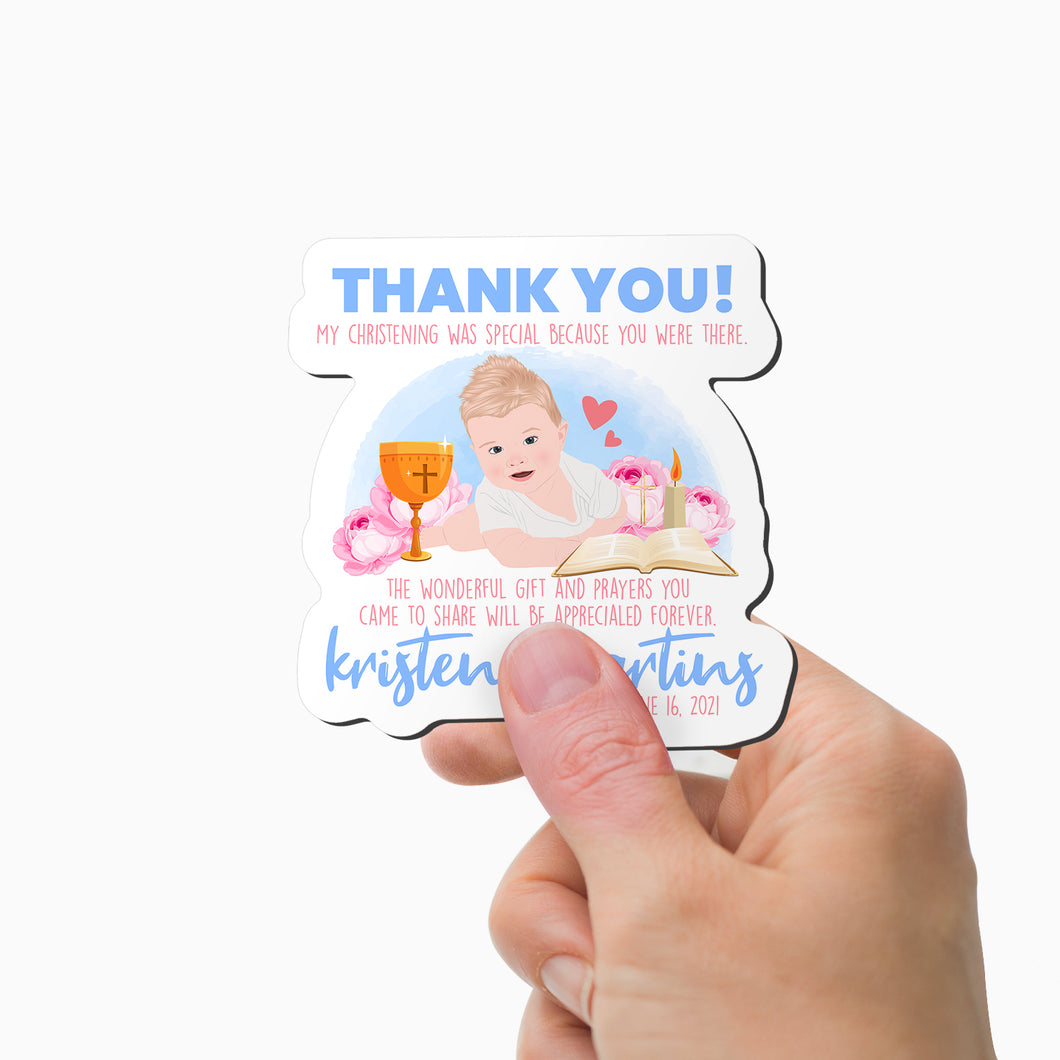 Thank You Christening Name Magnets Personalized