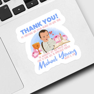 Thank You Christening Name Sticker designs customize for a personal touch