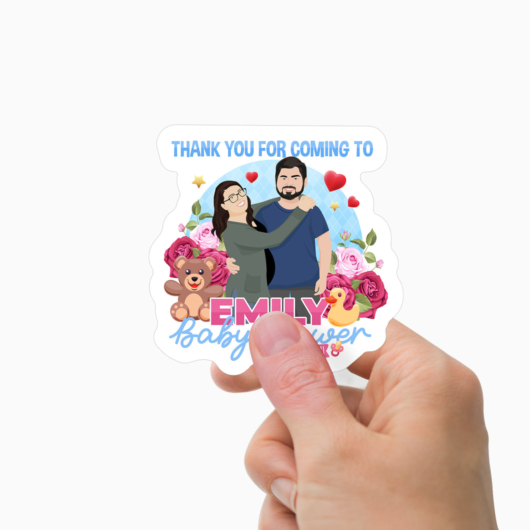 Thank You for Coming Baby Shower Name Stickers Personalized