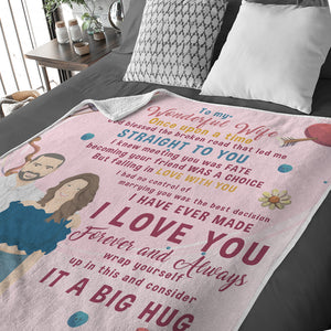To My Wife Message custom hand drawn blanket personalized