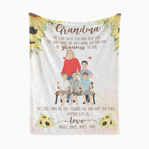 To grandma from grandkids throw blanket personalized