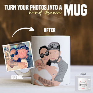 Turn your photo into a happy anniversary mug