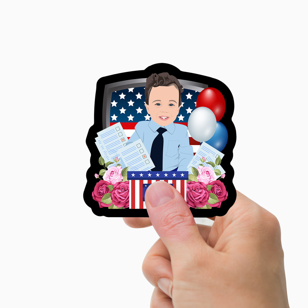 Vote for Me Portrait Sticker Personalized