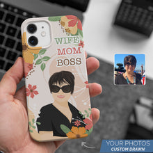 Load image into Gallery viewer, Wife Mom Boss cell phone case personalized
