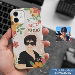 Wife Mom Boss cell phone case personalized