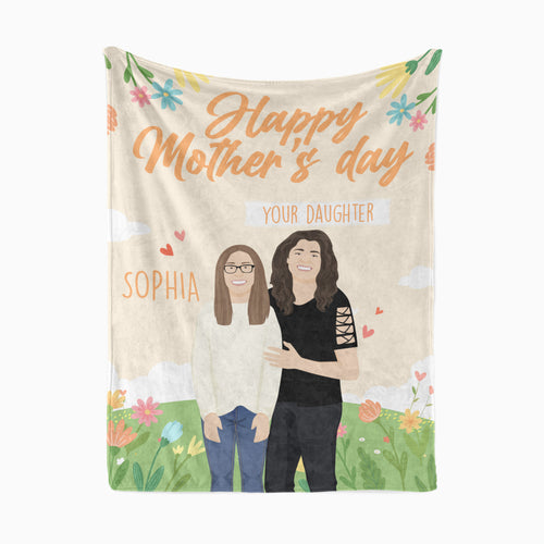 Your photo hand drawn on a blanket for Mother's day