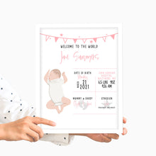 Load image into Gallery viewer, Custom Baby Birth details Wall Art
