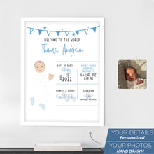 Load image into Gallery viewer, Custom Baby Birth details Wall Art
