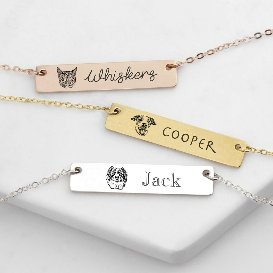 Personalized Pet Bar Necklace
