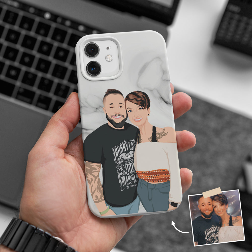 Custom Couples Phone Case - Marble Print