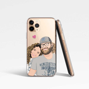 Couples Drawing Clear Phone Case